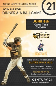 Bees Game Agent Appreciation Invitation-June 8th 2018